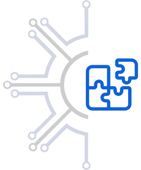 A blue and black image of a computer circuit board.