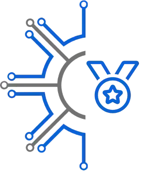 A blue and gray pixel art of a cross